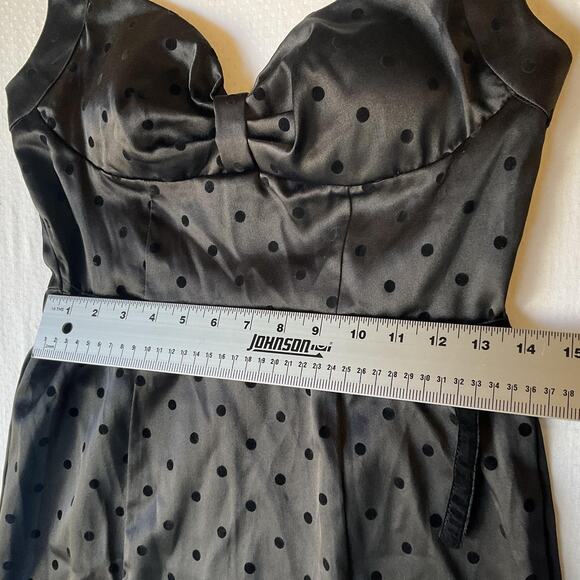 My Michelle Women Dress 11 Black Polka Dot Sheath Satin Coquettecore Bow - Picture 7 of 9
